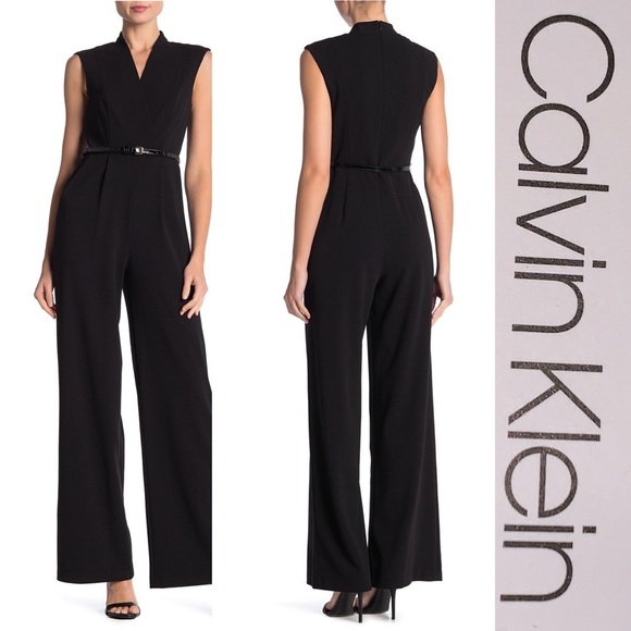 🆕Calvin Klein Surplice Neck Cap Sleeve Jumpsuit - Picture 1 of 4
